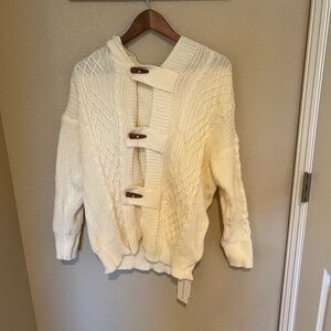 Commense Cream Cable Knit Cardigan Sweater
